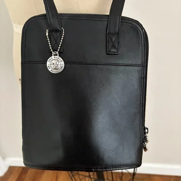 One World By Brighton Shoulder Bag Black Crossbody Croc Embossed Trim - Picture 3 of 12